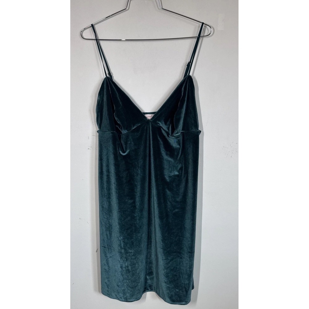 NWT Victoria's Secret Teal Velvet Mini Slip Dress Nightie Women's XL Sexy Y2K